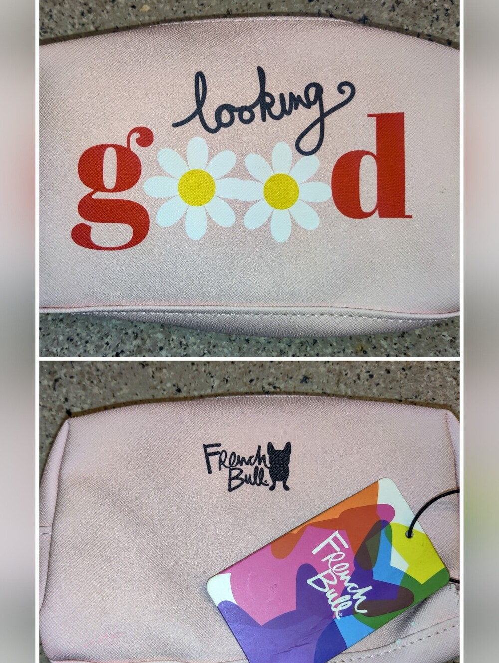 NWT French Bull Pink 'Looking Good' Daisy Cosmetic Bag